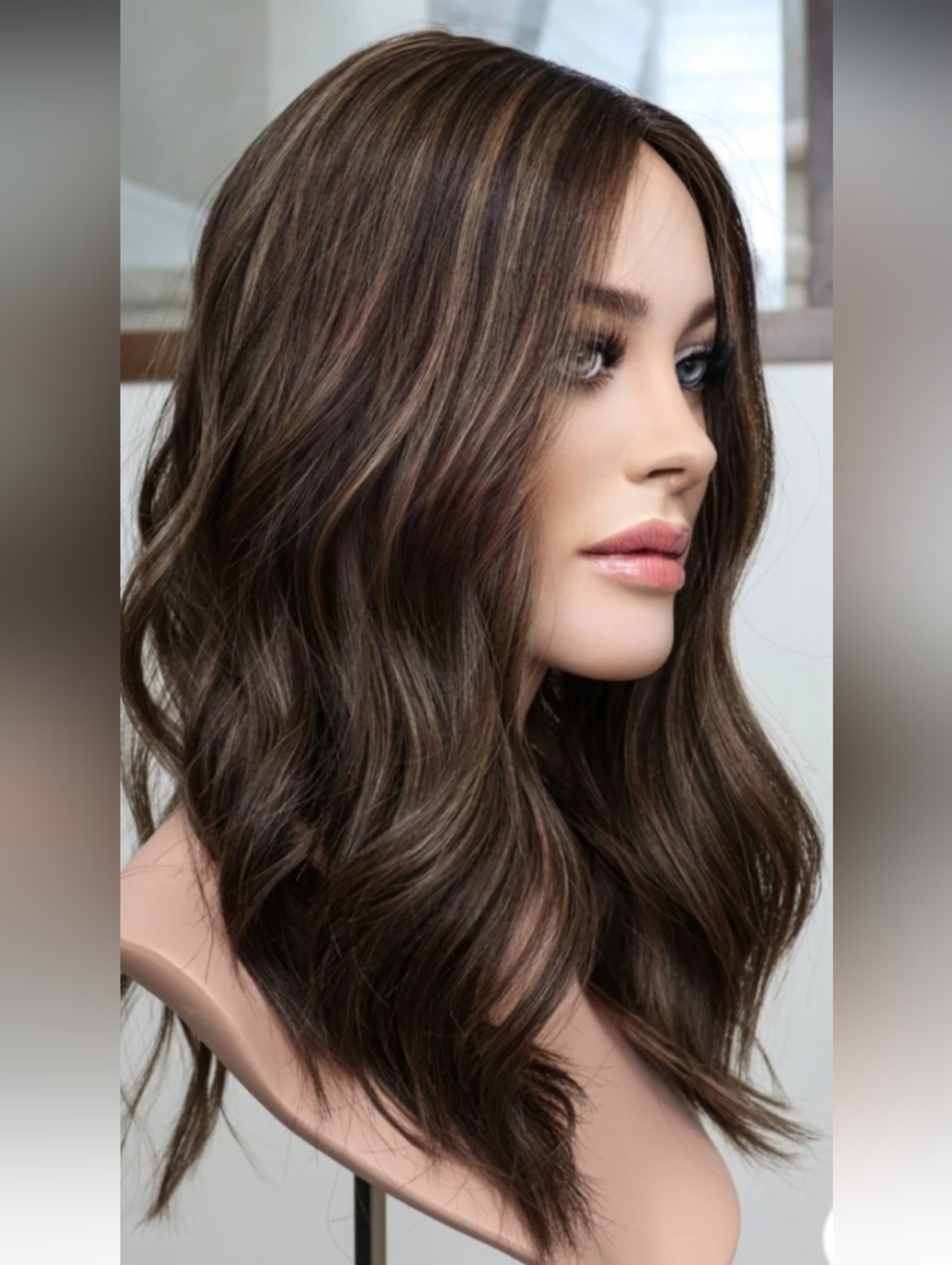 Madison Wavy Lace Front Wig - Chocolate Brown with Lighter Highlights